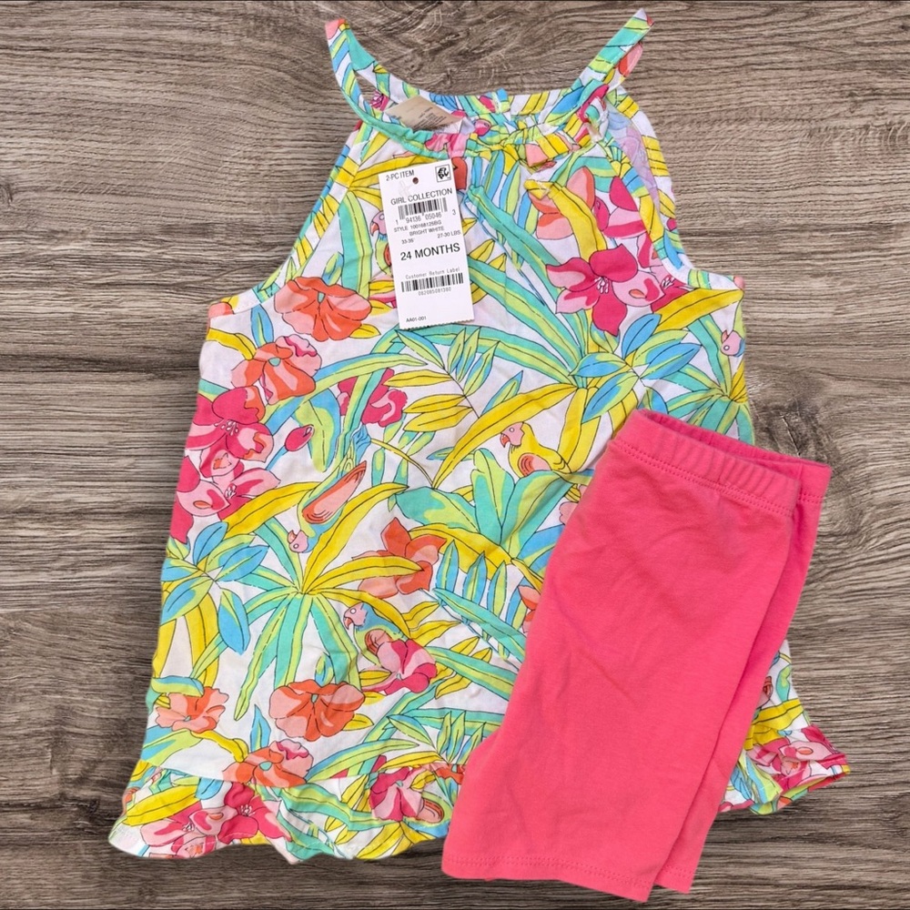 Colorful Floral Top and Pink Shorts Set